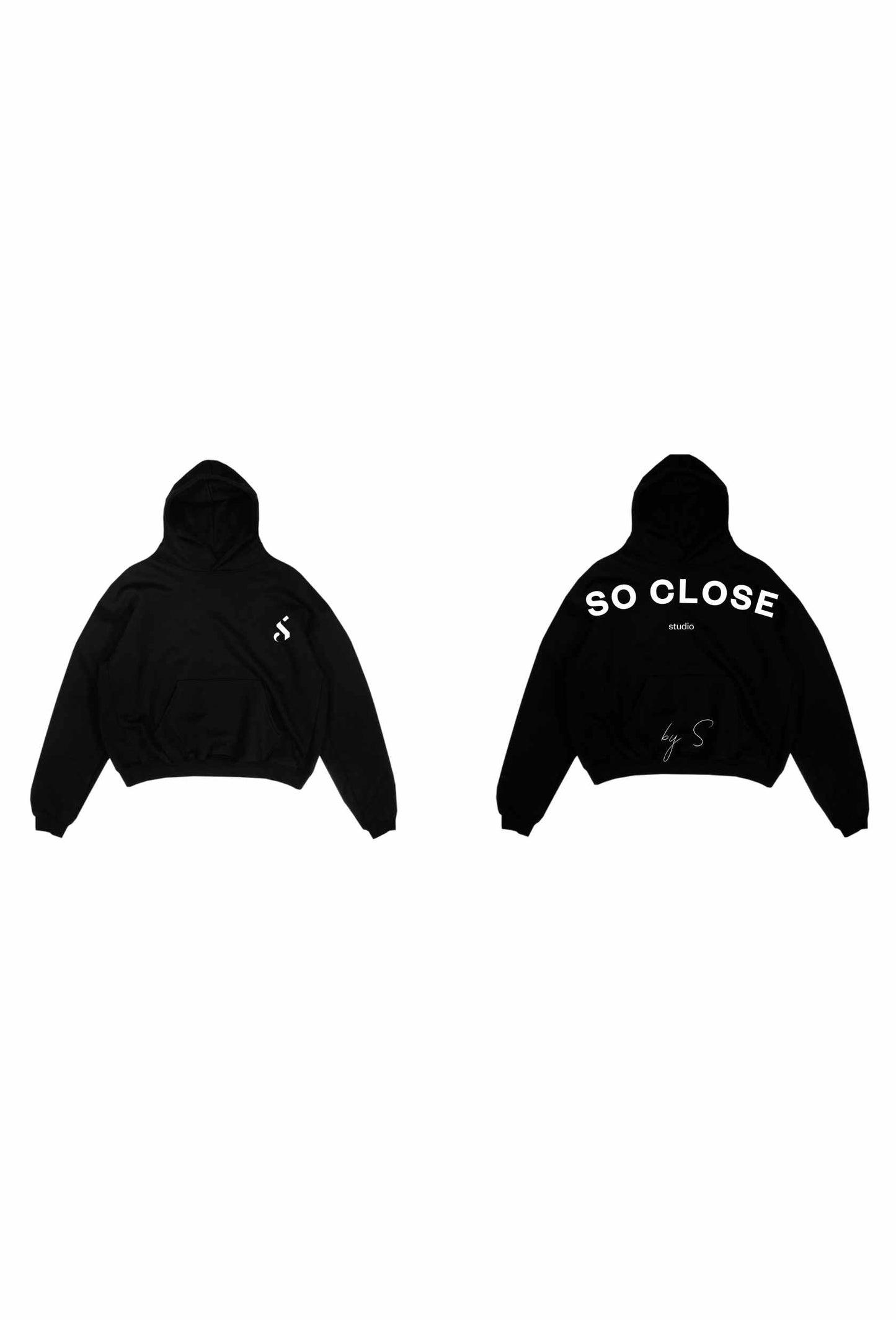 Heavyweight Black hoodie - So close "by S"