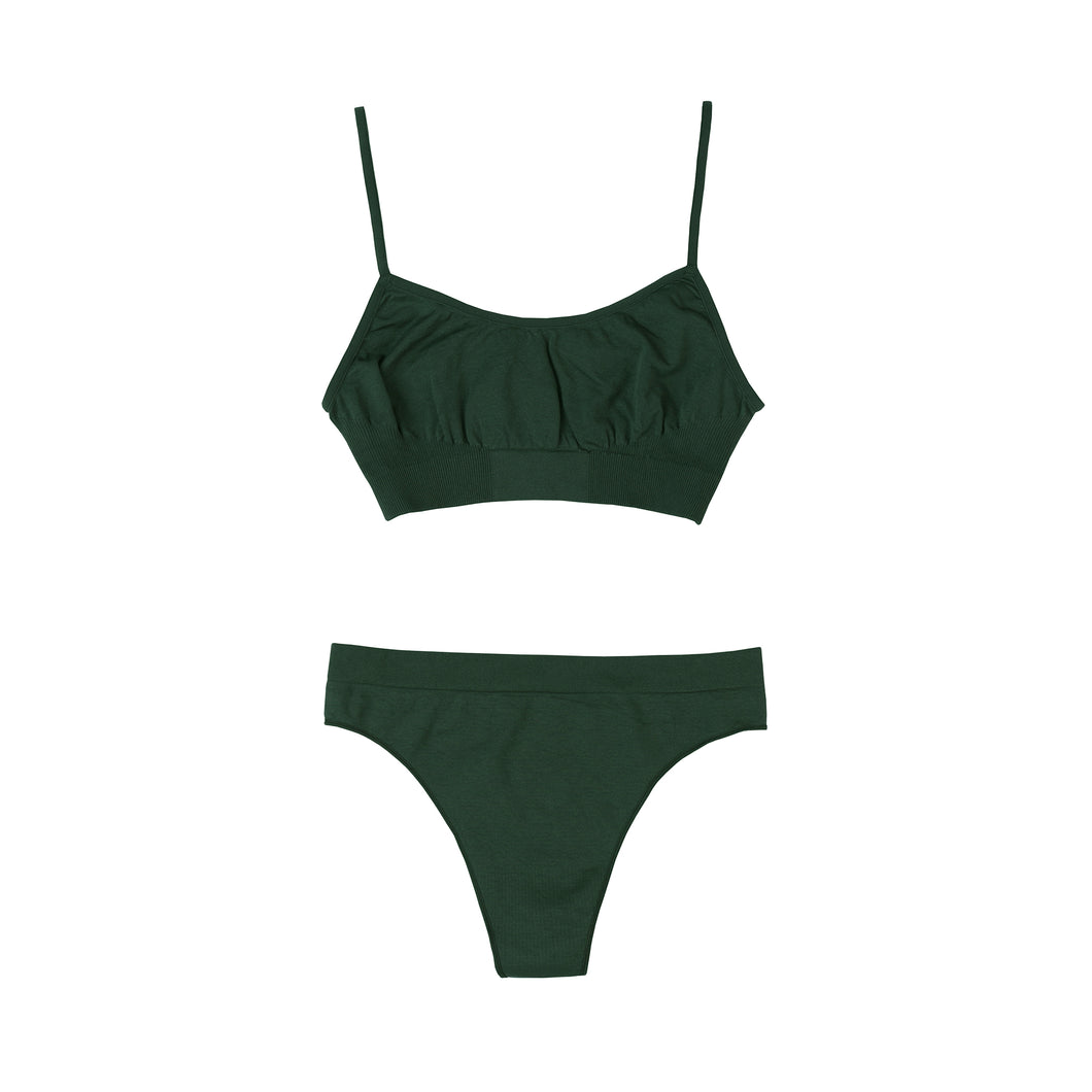 Seamless Underwear Set - Forest Green